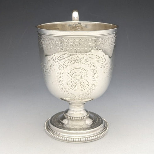 1862 British Antique Pure Silver (925 Silver) Mug 133g Henry Wilkinson